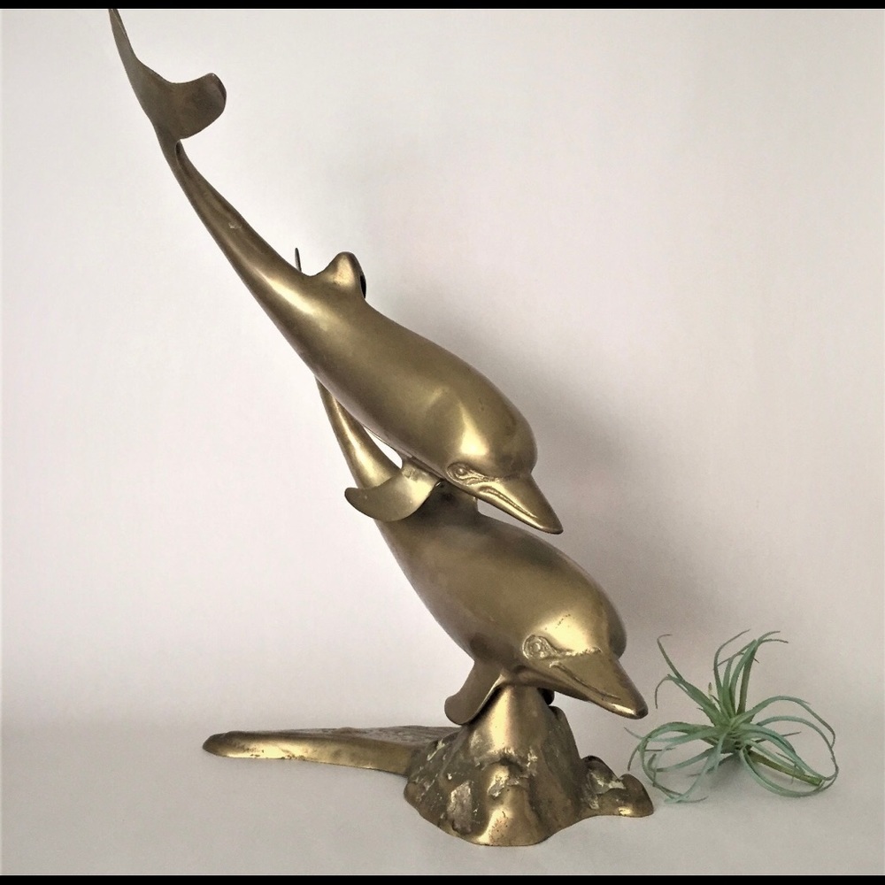 Vintage Cameron‎ Sons LTD brass dolphins 15” large